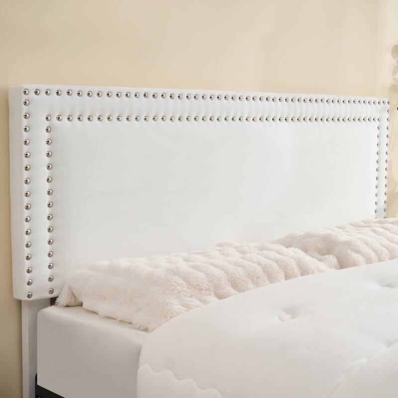 VECELO Upholstered Storage Bed Frames with 4 Storage Drawers, Platform Bed Frame with Adjustable Velvet Rivets Headboard
