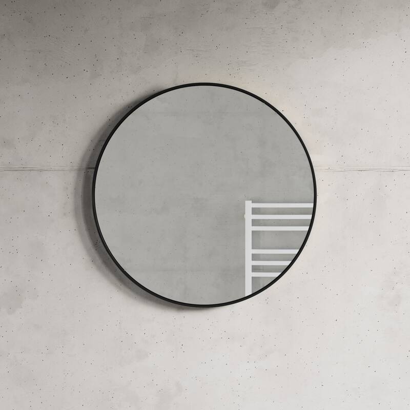 Catton Round Mirror - 24" Diameter - 24" Diameter x 2"D - Black