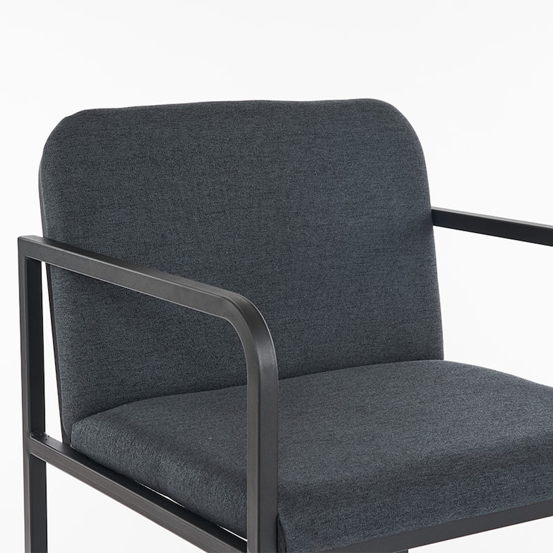 Modern Counter Height Bar Stool Set of 2, Upholstered Bar Stools with Armrests, Footrest Bar Chairs with Metal Frame