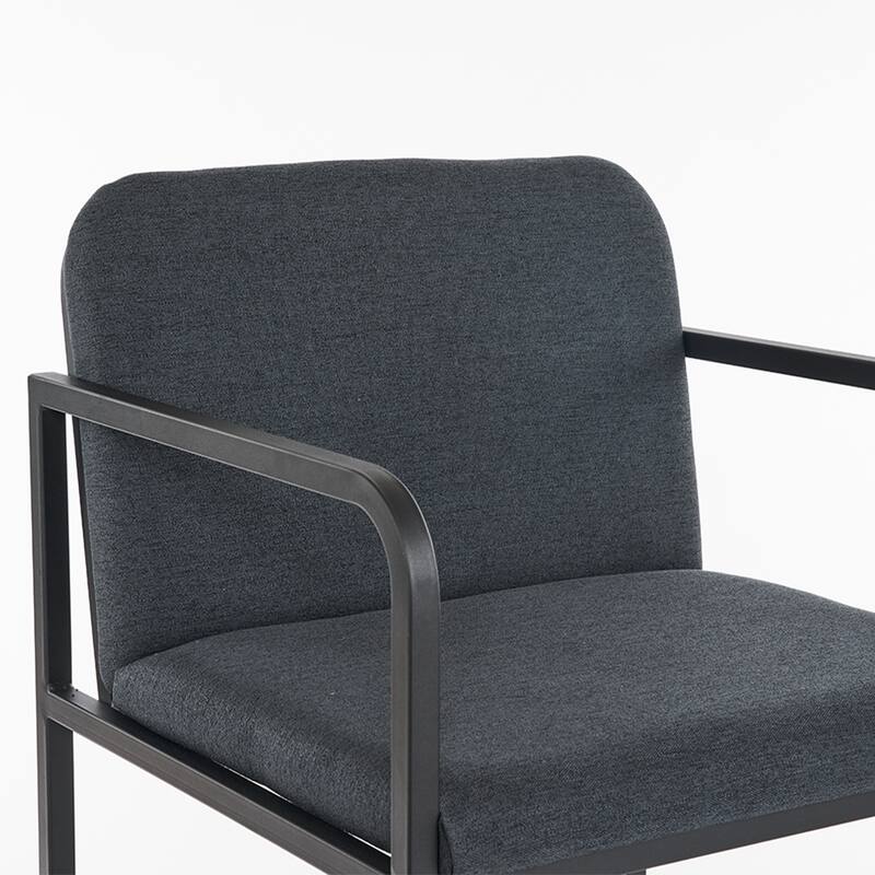 Upholstered Counter Height Bar Stool Set of 2, Armchair with Metal Frame