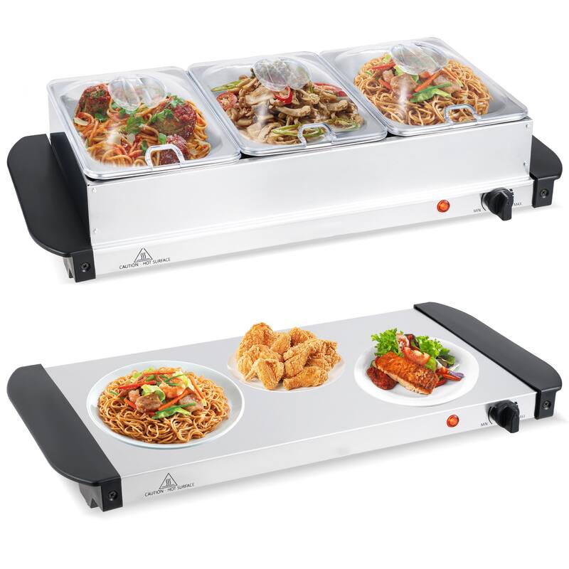 Electric Buffet Server Food Warmer with 3 Removable Trays - Multi