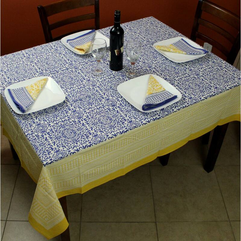 Chateau French Country Cotton Geometric Floral Tablecloth Collection