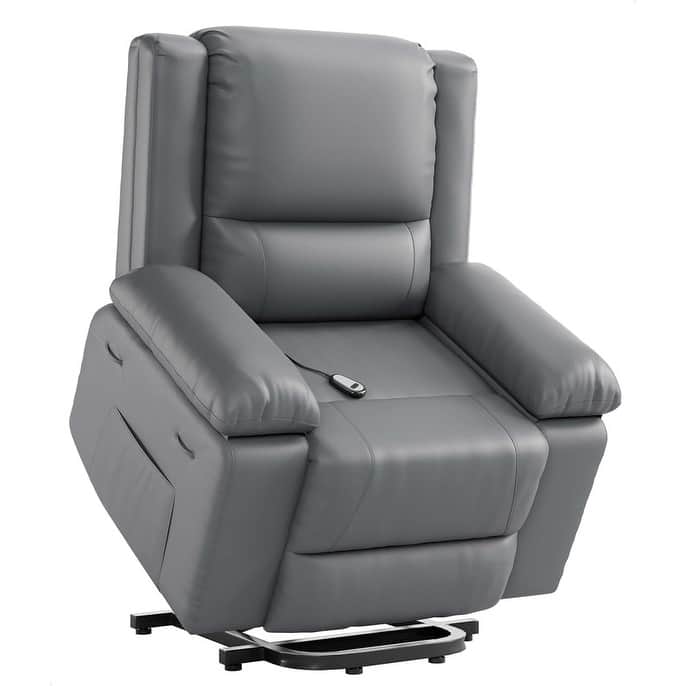 Leather Power Lift Recliner with Heat & Massage, Pockets for Elderly