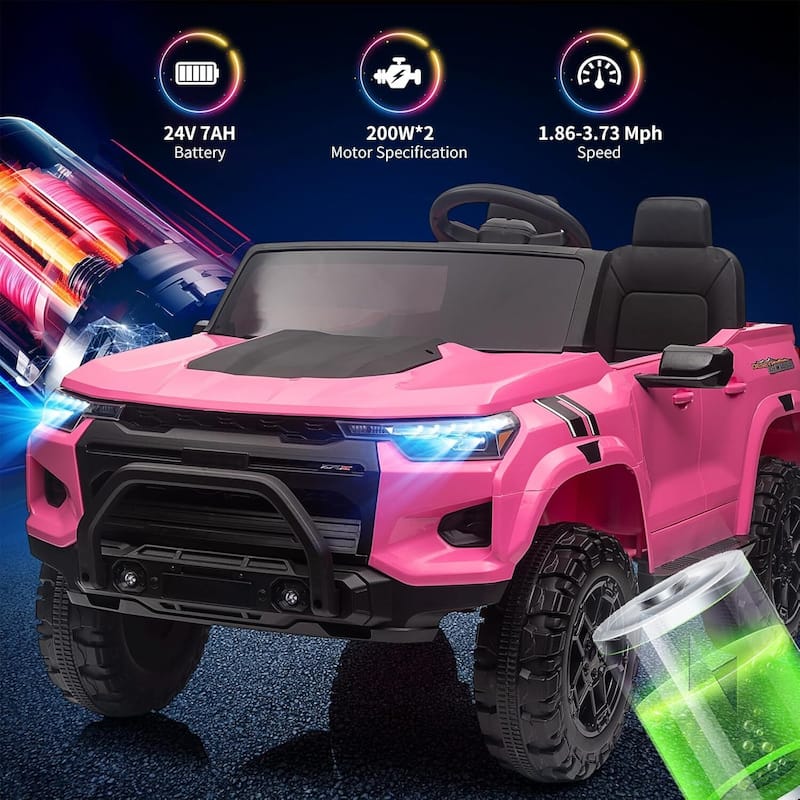 24V 2 Seater Kids Electric Vehicles, Ride On Truck for Kids Best Gifts, Pink