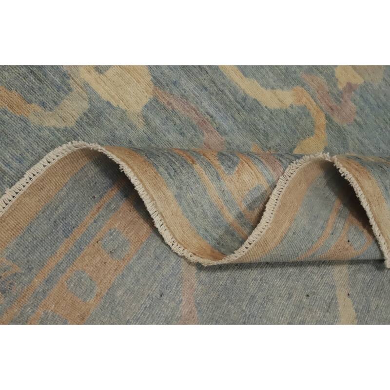 Hand Knotted Traditional Wool Blue Geometric Area Rug - 7' 10'' X 7' 11''