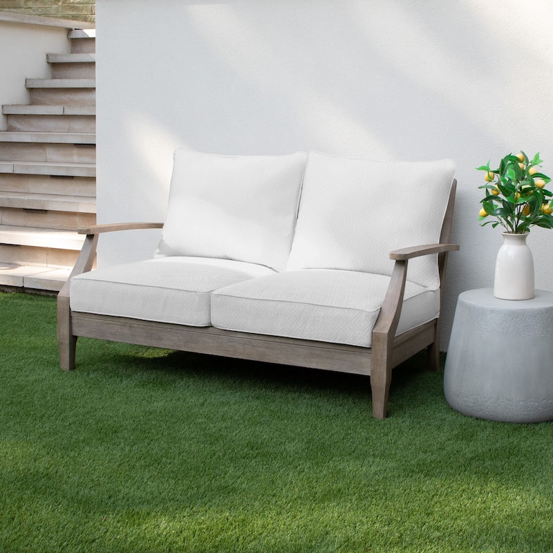 Sorra Home Sunbrella Outdoor Loveseat Pillow and Cushion Set - 25 in W x 25 in D x 5 in H - Retain Snow
