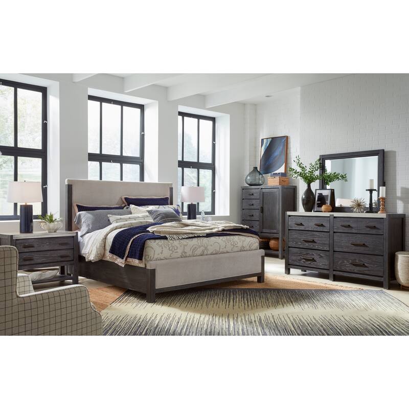 Magnussen Home Plum Creek Ravenwood Black Drawer Dresser with Landscape Mirror