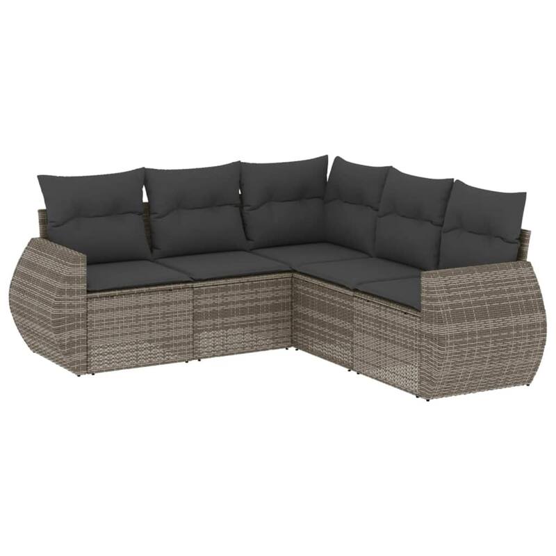 vidaXL Patio Sofa Set with Cushions Outdoor Conversation Furniture Poly Rattan