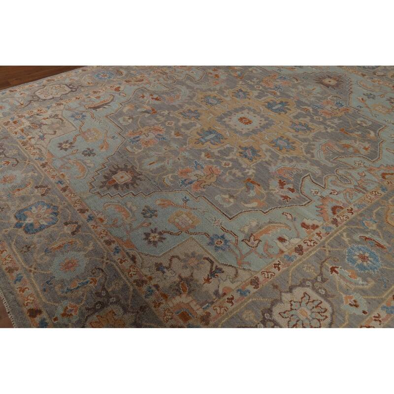 Vegetable Dye Oushak Turkish Area Rug Hand-Knotted Wool Carpet - 8'2" x 9'8"