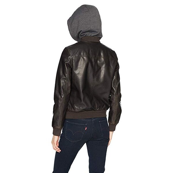 levis leather hooded jacket