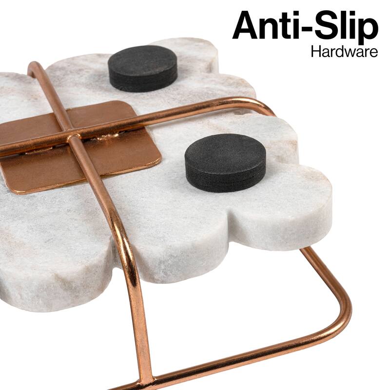 Monarch Modern Industrial Metal/Marble Scalloped Base Vanity Tray