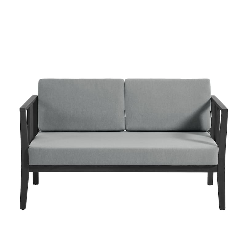 Outdoor Patio Wood Loveseat with Cushion