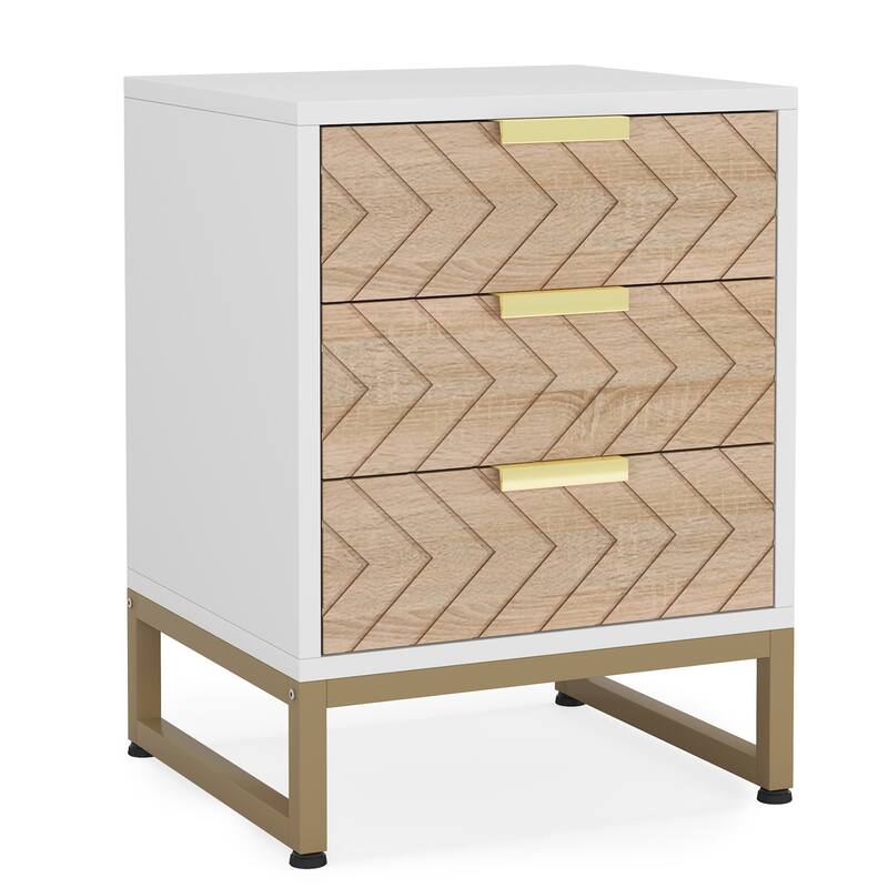 Set of 2 Modern Nightstands with 3 Drawers
