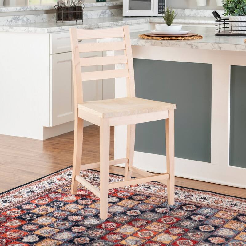 Linon Hetrick Unfinished Farmhouse Counter Stool (Set of 2)