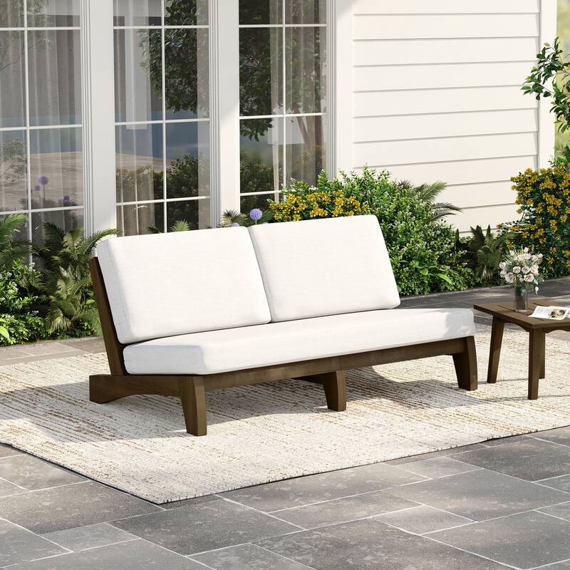 3 Seat Wood 64" W Outdoor Patio Sofa with Cushion