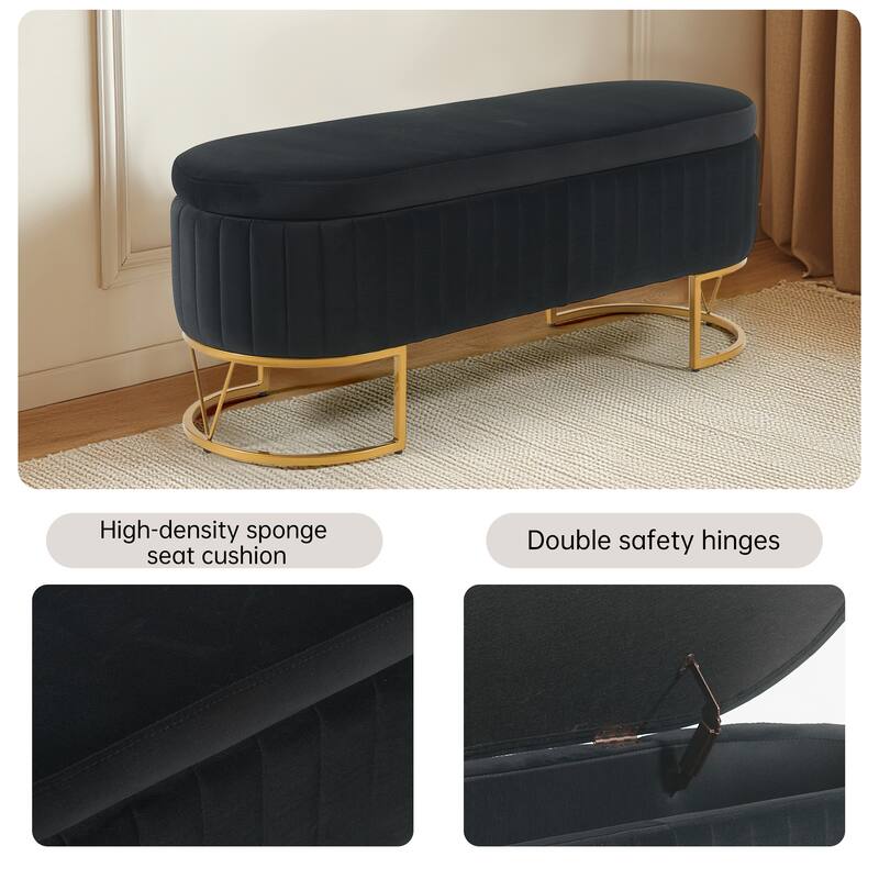 Velvet Storage Bench for Bedroom
