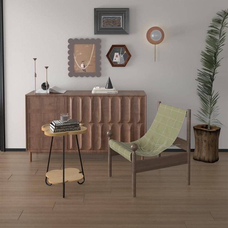 Petal Design Round Side Table with Shelf