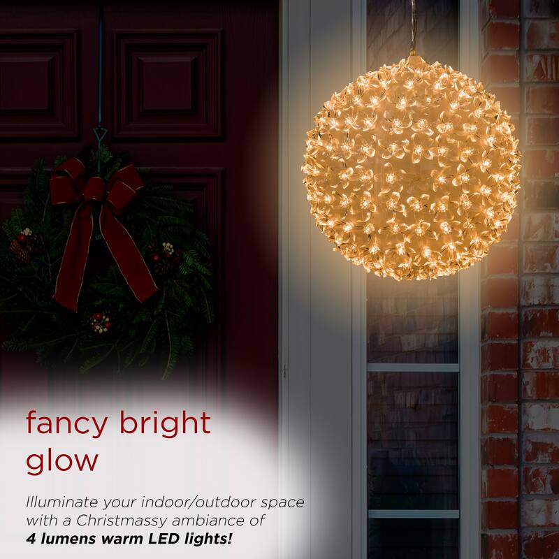 Alpine Corporation 8"H Indoor/Outdoor Christmas Flashing Sphere Hanging Ornament with LED Lights