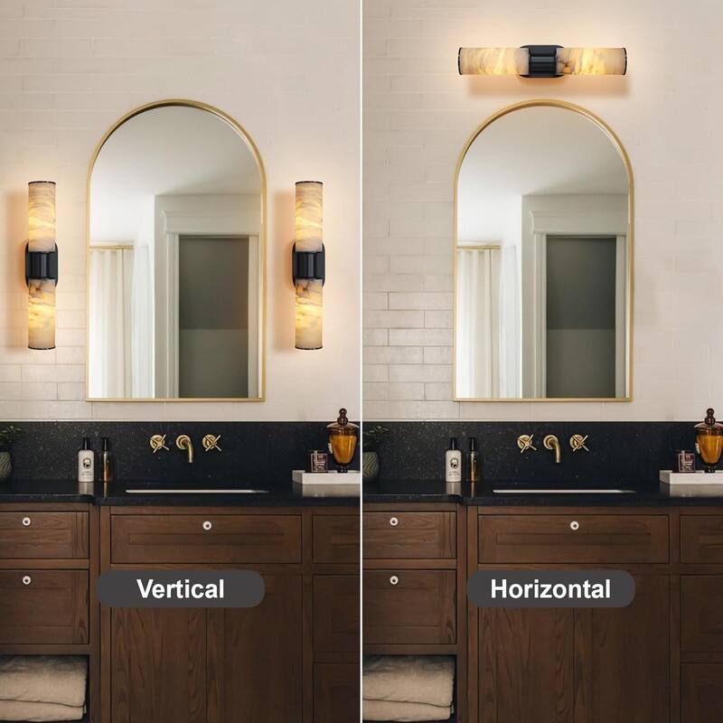 KAYLA Alabaster Wall Sconce 22", Modern Brass Wall Light, Spanish Natural Marble Indoor Sconces