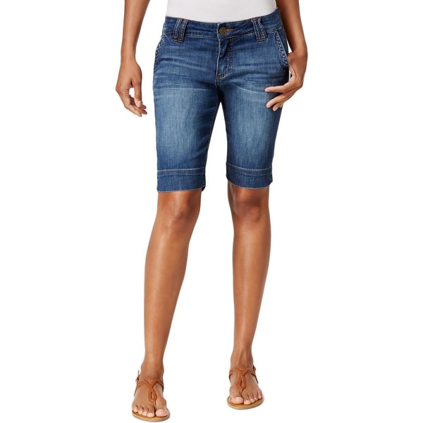 Kut From The Kloth Womens Bermuda Shorts Denim Slit Pockets