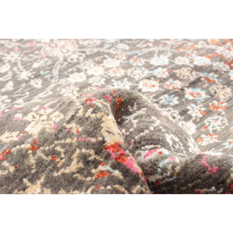 ECARPETGALLERY Hand-knotted Heritage Grey Silk, Wool Rug - 2' 7" x 8' 1"