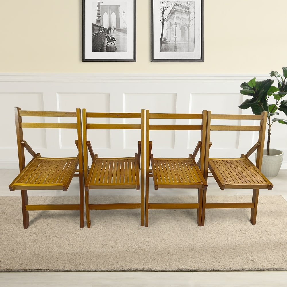 Furniture Slatted Wood Folding Special Event Chair - Wood,Set of 4, Folding Chair, Foldable Style