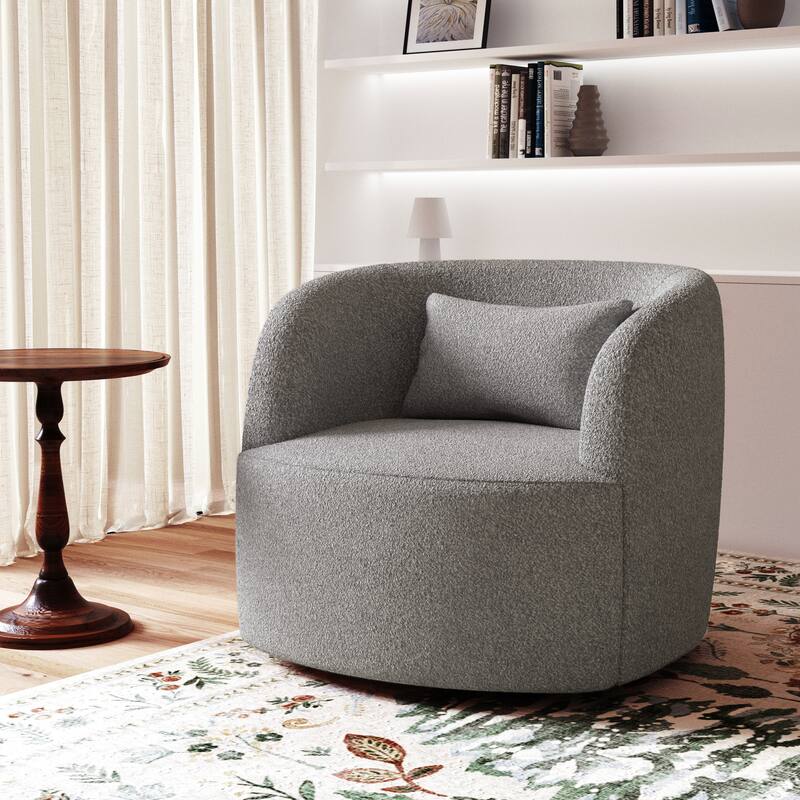 Modern 360-degree Rotation Teddy Barrel Chairs - Taupe