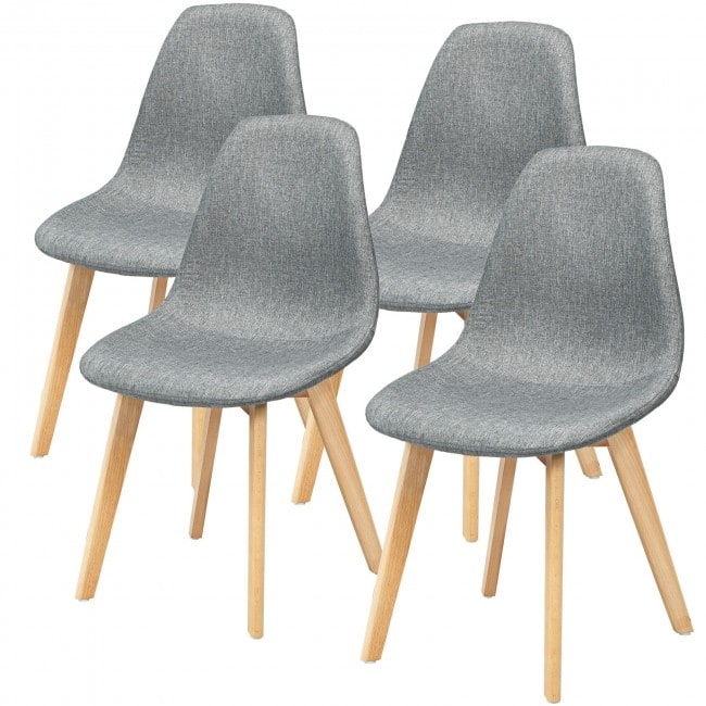 4Pcs Modern Dining Chair Set with Wood Legs and Fabric Cushion Seat - 20" x 18.5" x 33" (L x W x H)