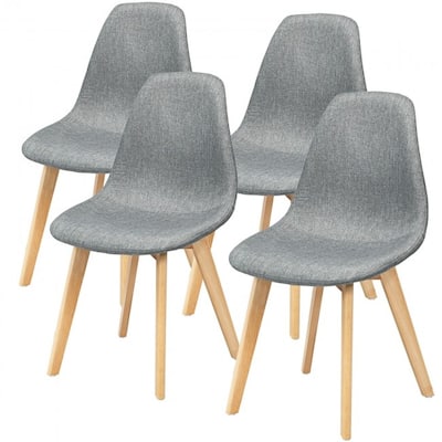 4Pcs Modern Dining Chair Set with Wood Legs and Fabric Cushion Seat - 20" x 18.5" x 33" (L x W x H)