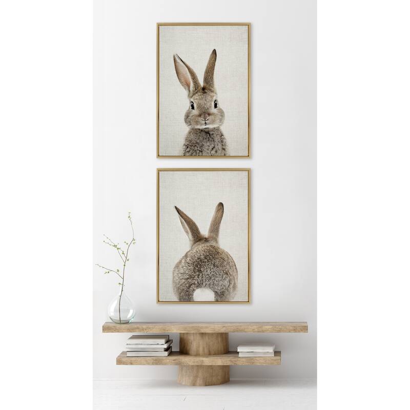 Kate and Laurel Sylvie Bunny Portrait Canvas Art Set by Amy Peterson