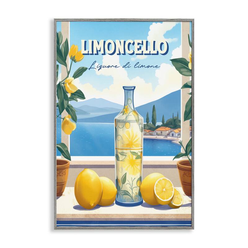 Stupell Limoncello Coastal View Framed Giclee Art Design By Andreas Magnusson - 16 x 24 - Grey