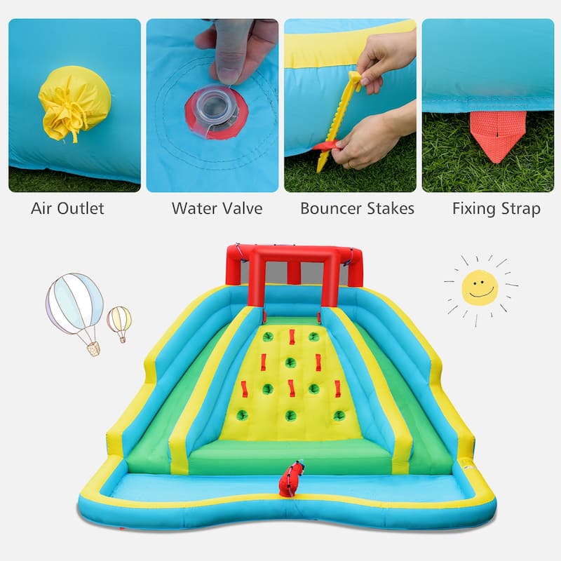 Bountech Inflatable Mighty Water Slide Park Bouncy Splash Pool - Multicolor