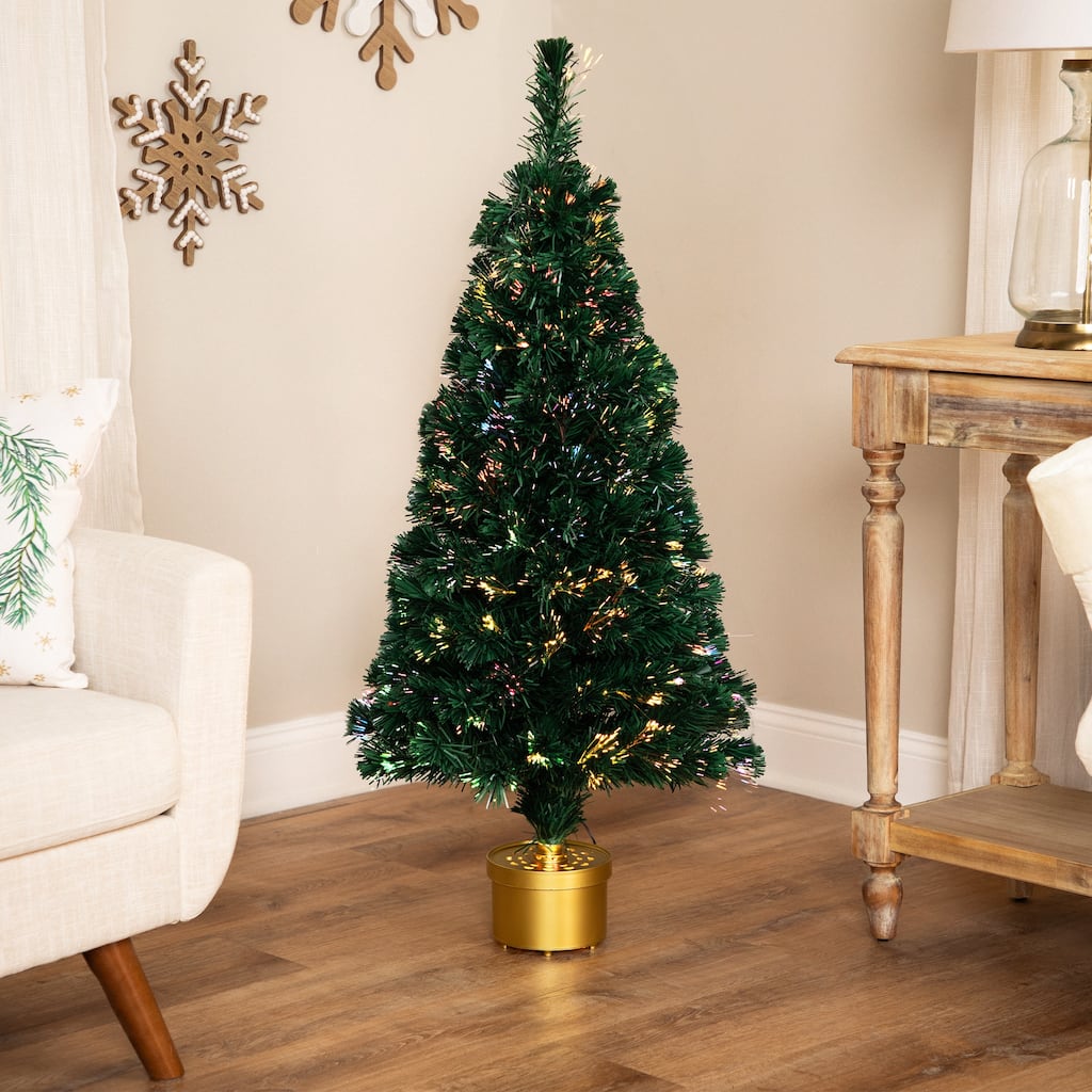 Pre-Lit Color Changing Fiber Optic Artificial Christmas Tree - 4' - Multi-color Lights - 4 Foot