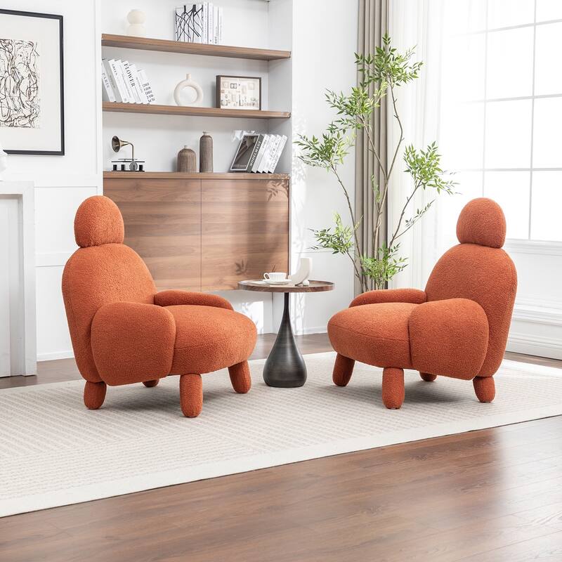 SEYNAR Modern Faux Sherpa Upolstered High Back Armless Accent Chair