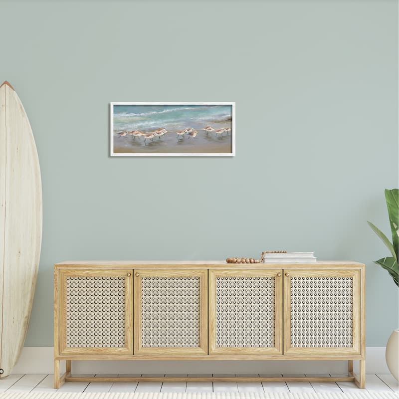 Stupell Sandpiper Flock Shoreline Splashing Framed Giclee Art by Rick Novak