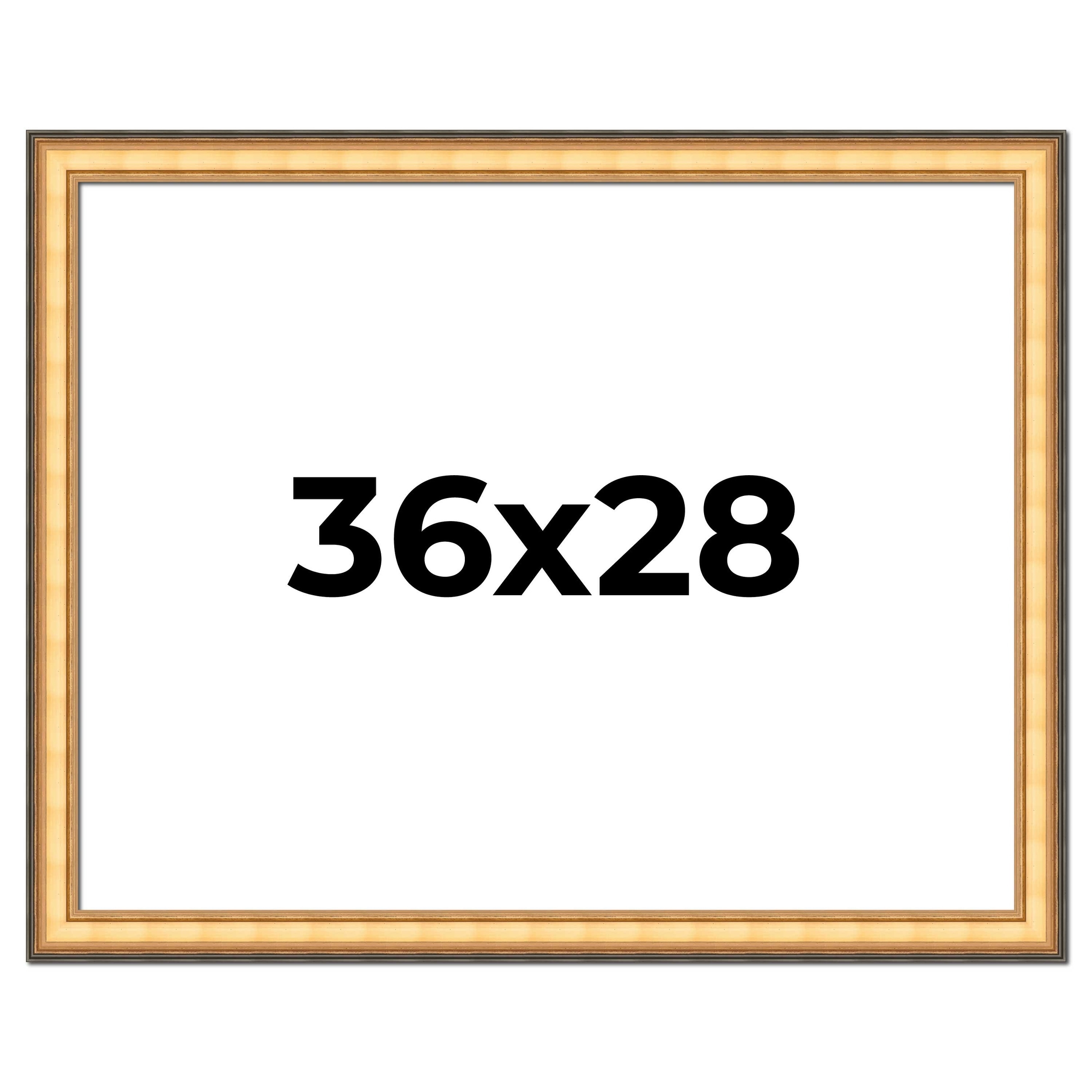 36x28 Frame Gold Real Wood Picture Frame 2 Monza Traditional Photo Frame with UV Acrylic Foam Board Backing &
