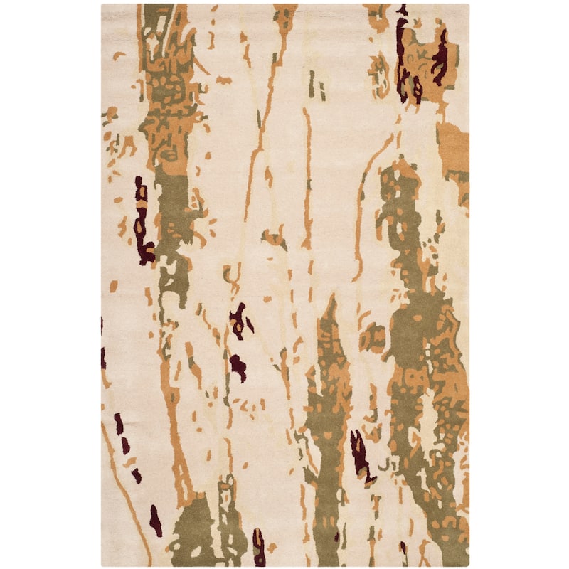 SAFAVIEH Handmade Bella Pavuna Modern Floral Wool Rug - 6' x 9' - Beige/Green