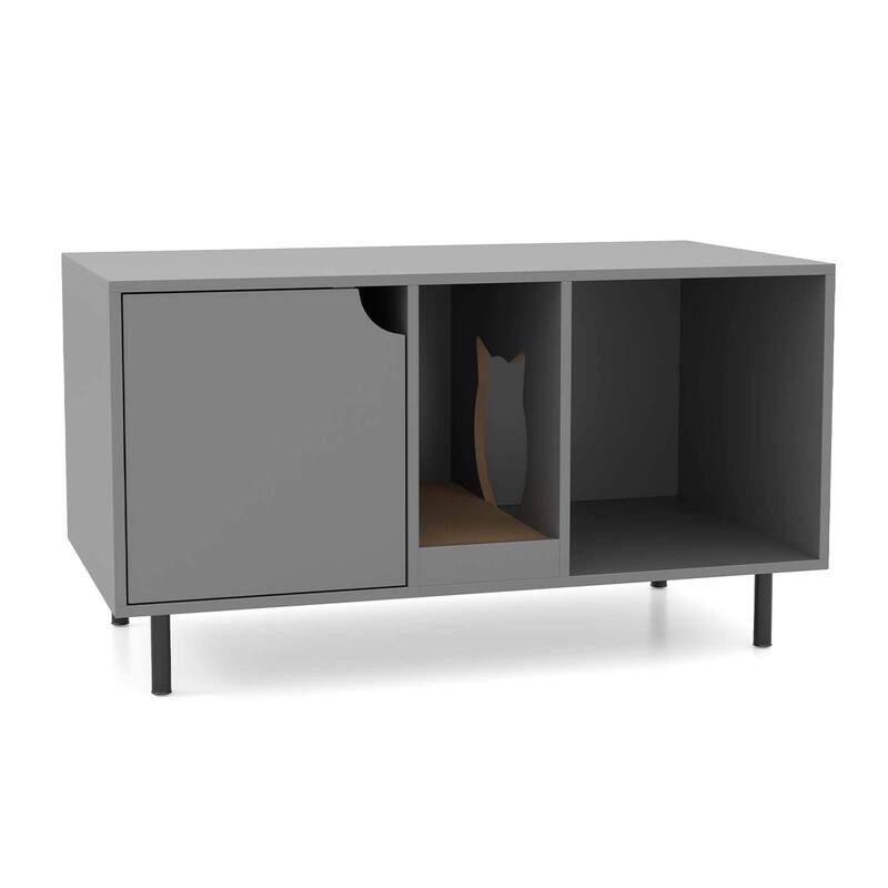 Costway 40" Hidden Cat Washroom with Storage Removable Scratcher Metal - See Details