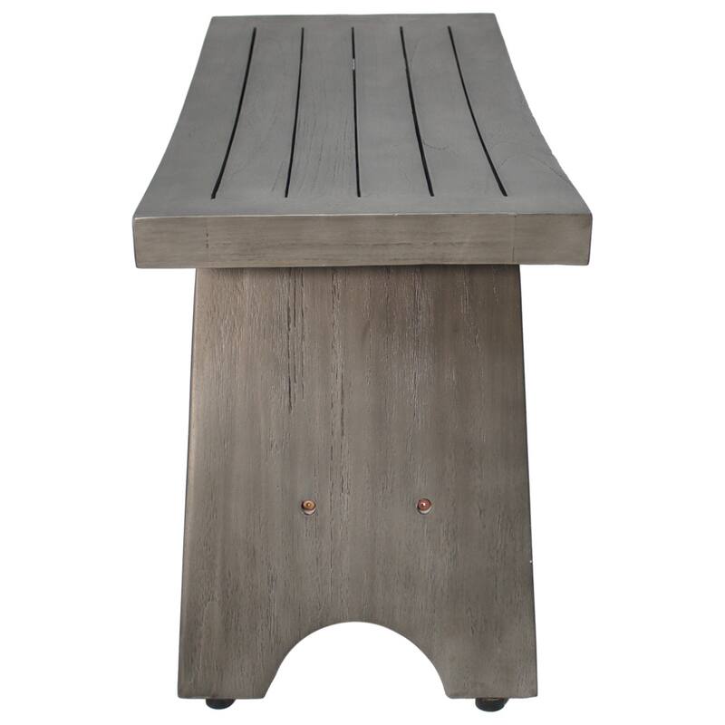 CoastalVogue Serenity Antique Gray 30" Teak Shower Bench with Shelf - 30