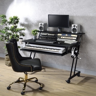 Music Recording Studio Desk with Metal Base & Keyboard Tray - Bed Bath ...