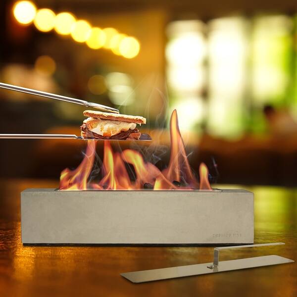 Outdoor Cuboid Concrete Fire Pit Bioethanolfueled Fire Place Smokeless