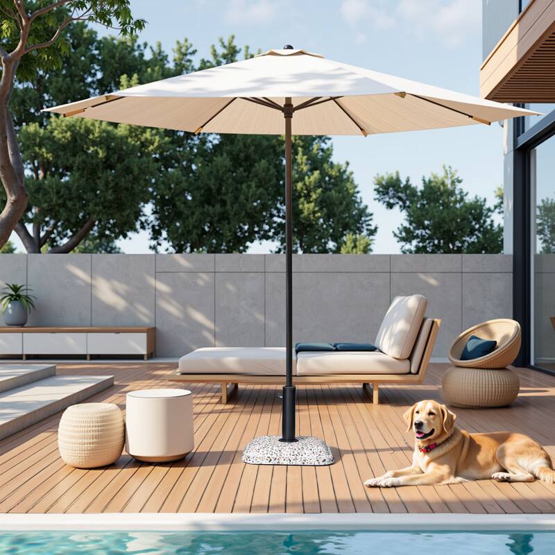 Pellebant Outdoor Patio Square Umbrella Base Concrete-Cobble Finish - N/A