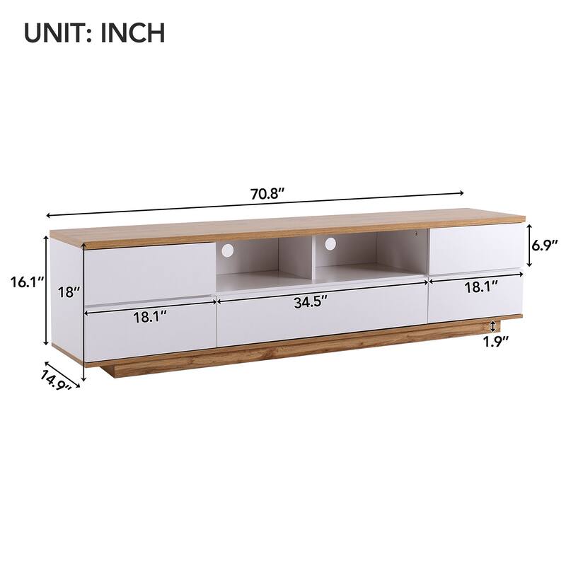 Modern TV Stand Versatile Storage Function TV Stand, for TVs Up to 80" with Door Rebound Device, for Living Room, Bedroom, White