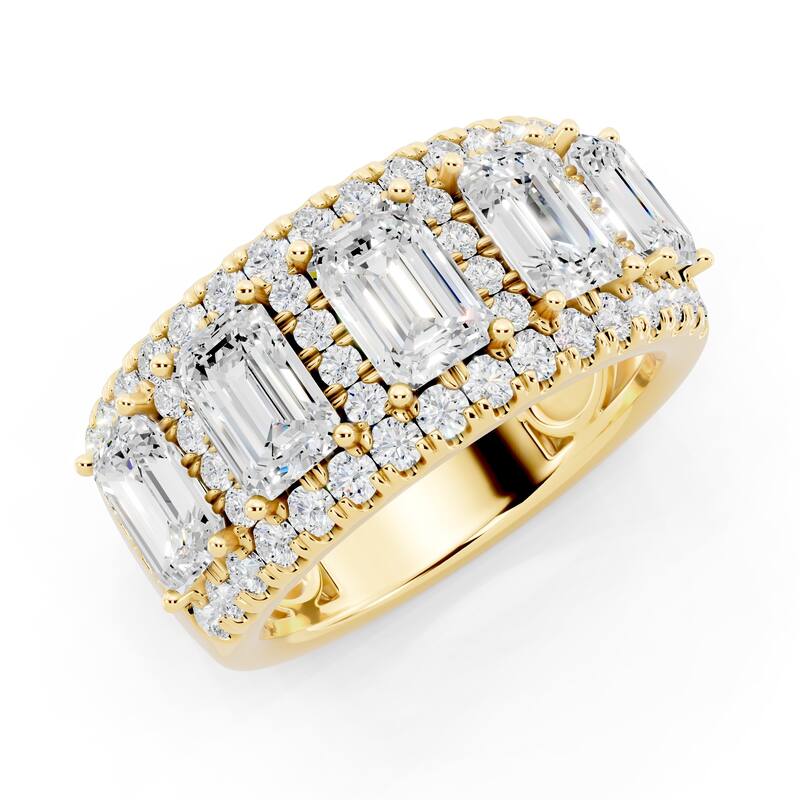 Auriya 14k Gold 3 1/2ctw Emerald Lab Grown Diamond Anniversary Ring (E-F VS) - Yellow - 4.5