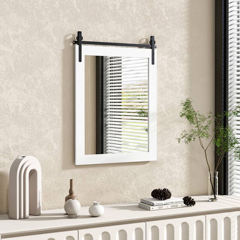 Costway 30''x22'' Wall Mount Mirror Decor Vanity Mirror Wood Frame - See Details