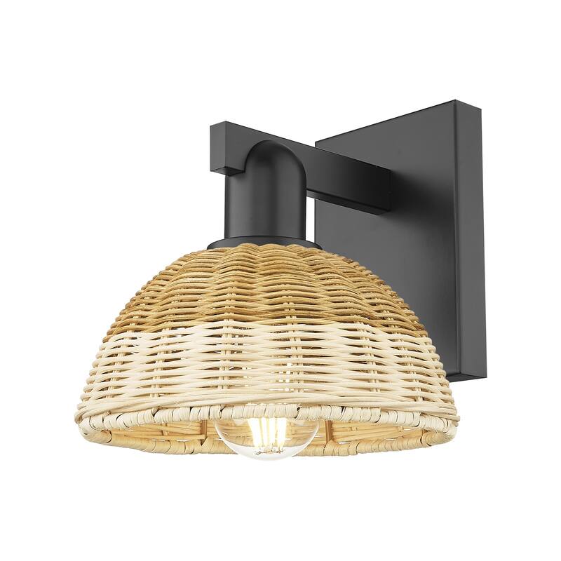 Innovations Lighting 716-1W-12-8 Natural Ballston Dome Sconce Natural - Matte Black / Natural