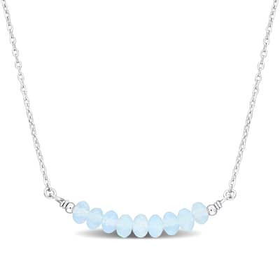 Miadora 0.61ct TGW 4mm Aquamarine Bead Necklace with Rolo Chain in Sterling Silver