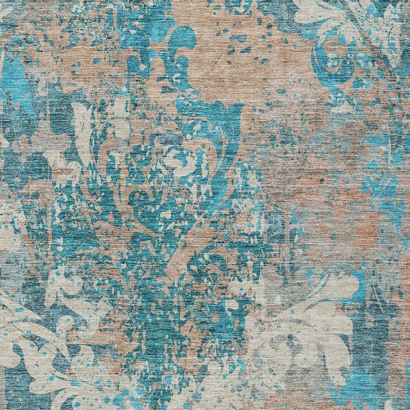 HomeRoots Damask Transitional Rectangle Outdoor Rug