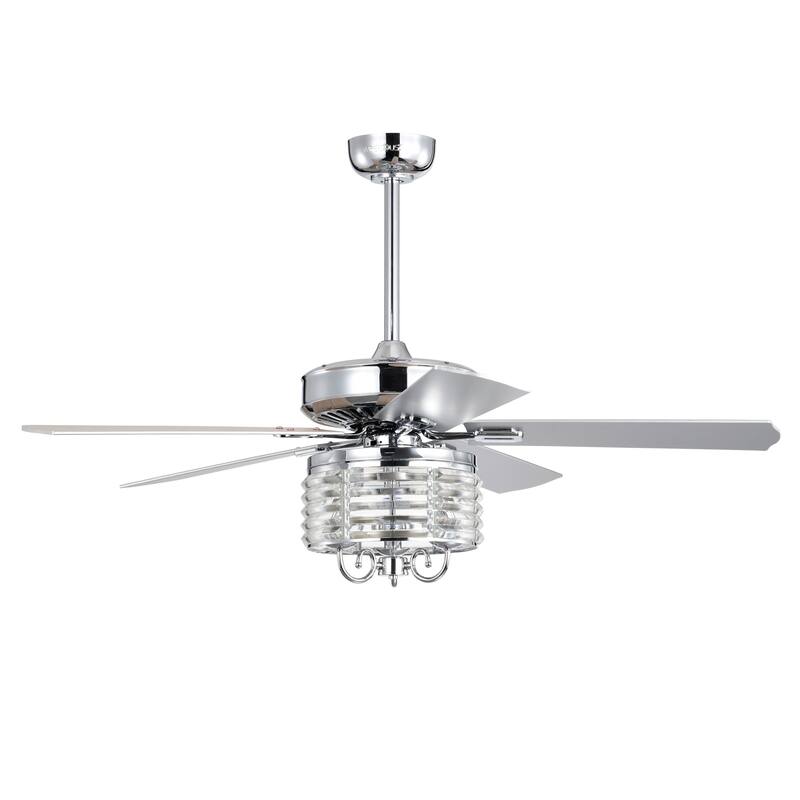 Themar 26 Inch Mid-century Modern Style Lighted Ceiling Fan with Remote - Chrome Polish