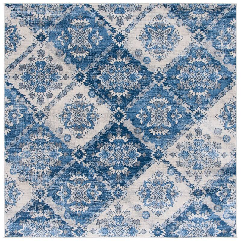 SAFAVIEH Brentwood Arjana Floral Trellis Rug - 6'7" Square - Ivory/Blue